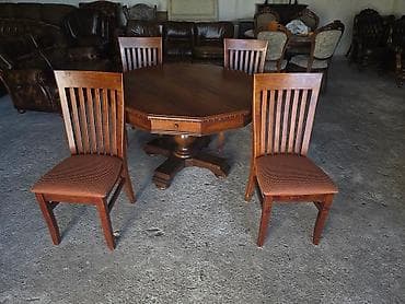 Sets of table and chairs: Drveni trpezarijski set – okrugli/višekutni sto sa 4 stolice - at lalafo.rs — 9 Sets of table and chairs: Drveni trpezarijski set – okrugli/višekutni sto sa 4 stolice - — 9