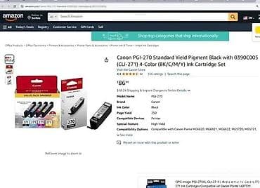 Kese za usisivače: Canon original mastilo – PGI‑270 PGBK + CLI‑271 (BK/C/M/Y) – XL na lalafo.rs — 2 Kese za usisivače: Canon original mastilo – PGI‑270 PGBK + CLI‑271 (BK/C/M/Y) – XL — 2