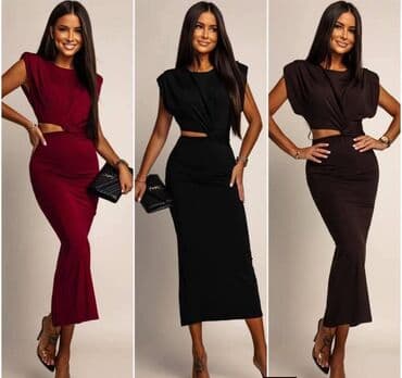 Elegantna midi haljina sa čvor detaljem i izrezom na struku. - Kroj na lalafo.rs Elegantna midi haljina sa čvor detaljem i izrezom na struku. - Kroj