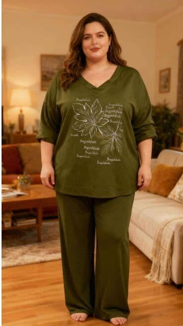 Dvonotni ženski komplet za kuću/pidžama – plus size - Gornji deo na lalafo.rs — 2 Dvonotni ženski komplet za kuću/pidžama – plus size - Gornji deo — 2