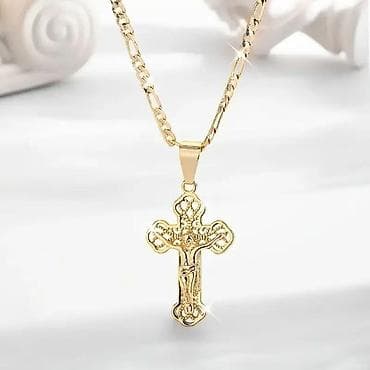 Muški/narukvica i lanac sa priveskom – zlatna boja, krst sa raspećem na lalafo.rs — 4 Muški/narukvica i lanac sa priveskom – zlatna boja, krst sa raspećem — 4