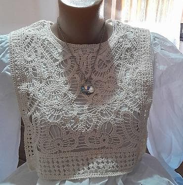 Ručno rađeni pleteni prsluk/jelek od ecru konca - Delikatna heklana na lalafo.rs — 3 Ručno rađeni pleteni prsluk/jelek od ecru konca - Delikatna heklana — 3