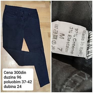 Tamno plave ženske pantalone/helanke sa elastinom, uskog kroja na lalafo.rs — 1 Tamno plave ženske pantalone/helanke sa elastinom, uskog kroja — 1