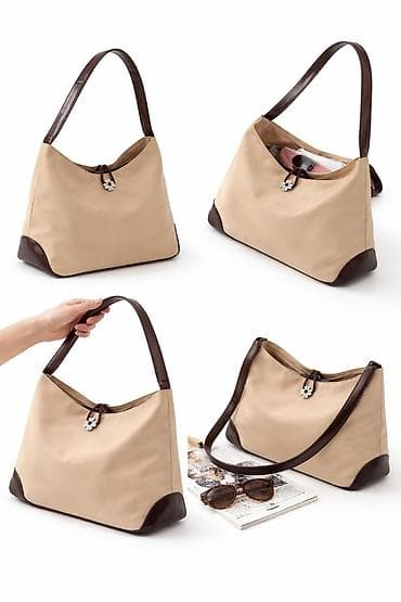 Bež torba za rame sa braon detaljima - Model: elegantna ženska torba na lalafo.rs Bež torba za rame sa braon detaljima - Model: elegantna ženska torba