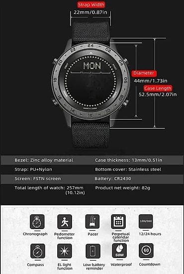 NORTH EDGE TANK 3 - 44mm - Crna OPIS: Funkcije: Kalendar Štoperica na lalafo.rs — 10 NORTH EDGE TANK 3 - 44mm - Crna OPIS: Funkcije: Kalendar Štoperica — 10