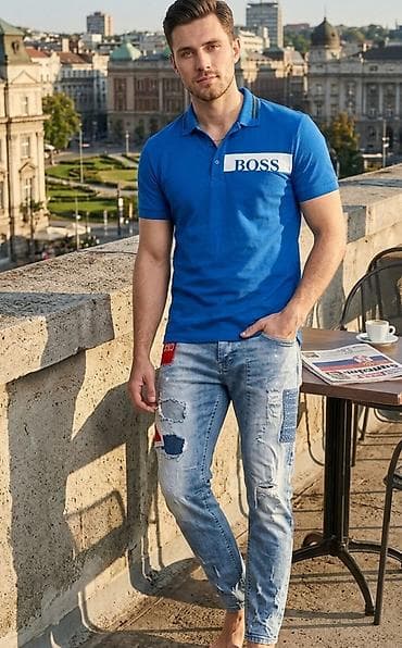 Komplet: Farmerice i Majica.Muška polo majica – plava - Klasičan kroj na lalafo.rs Komplet: Farmerice i Majica.Muška polo majica – plava - Klasičan kroj
