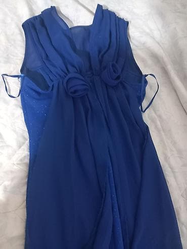 sako laneni: Elegantna duga haljina u kraljevsko plavoj boji. - Kroj: uska silueta at lalafo.rs — 3 sako laneni: Elegantna duga haljina u kraljevsko plavoj boji. - Kroj: uska silueta — 3