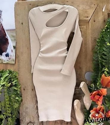 Haljina ispod kolena sa izrezom na dekolte. Bež,crna,svetlo siva,tamno na lalafo.rs Haljina ispod kolena sa izrezom na dekolte. Bež,crna,svetlo siva,tamno