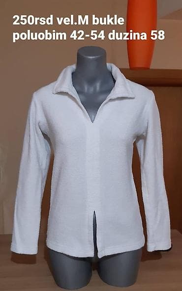 Beli ženski duks/bluza od bukle materijala, sa dugim rukavima i kraćim na lalafo.rs — 1 Beli ženski duks/bluza od bukle materijala, sa dugim rukavima i kraćim — 1