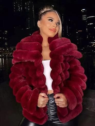 Ženska jakna/kaput od veštačkog krzna – bordo boja - Luksuzan, pun i na lalafo.rs — 2 Ženska jakna/kaput od veštačkog krzna – bordo boja - Luksuzan, pun i — 2