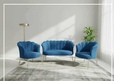 Stilske garniture: Set tapaciranog nameštaja – sofa + 2 fotelje, art-deco dizajn Shell na lalafo.rs — 1 Stilske garniture: Set tapaciranog nameštaja – sofa + 2 fotelje, art-deco dizajn Shell — 1