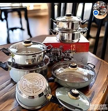 Komplet posuđa od nerđajućeg čelika – 12 delova - Višenamenski set na lalafo.rs Komplet posuđa od nerđajućeg čelika – 12 delova - Višenamenski set