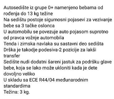 Potpuno novo autosediste za bebe.
Uplata pa slanje na lalafo.rs — 2 Potpuno novo autosediste za bebe.
Uplata pa slanje — 2