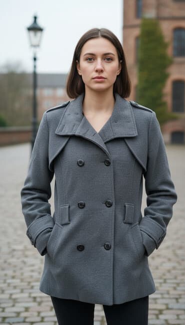 Sivi ženski kaput/blejzer u stilu kratkog mantila (peacoat). - Dupli na lalafo.rs Sivi ženski kaput/blejzer u stilu kratkog mantila (peacoat). - Dupli