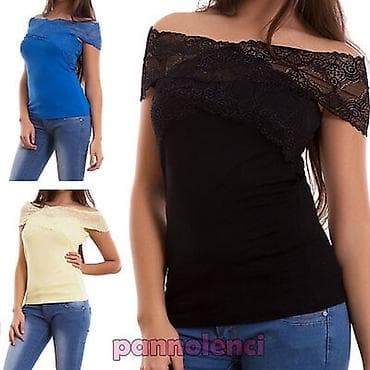 Ženska bluza spuštenih ramena, ukrašena širokom čipkom koja se proteže at lalafo.rs — 1 Ženska bluza spuštenih ramena, ukrašena širokom čipkom koja se proteže — 1