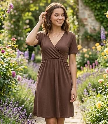 Letnja haljina u boji kafe - Kroj: ženstvena A-linija, dužina do na lalafo.rs Letnja haljina u boji kafe - Kroj: ženstvena A-linija, dužina do