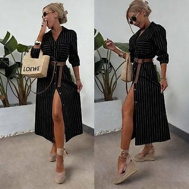 Košulja-haljina sa prugama, midi dužine - Model: košulja-haljina na lalafo.rs — 2 Košulja-haljina sa prugama, midi dužine - Model: košulja-haljina — 2