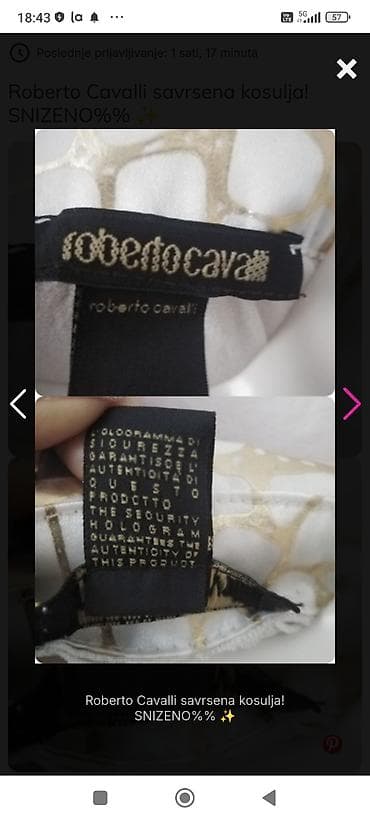 Roberto Cavalli ženska košulja – model na preklop - Boja: krem/bela at lalafo.rs — 5 Roberto Cavalli ženska košulja – model na preklop - Boja: krem/bela — 5