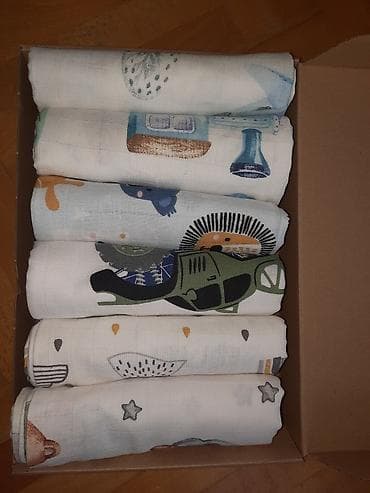 Set pamučnih tetra/pelena i muslin tkanina sa raznim printovima za na lalafo.rs — 5 Set pamučnih tetra/pelena i muslin tkanina sa raznim printovima za — 5