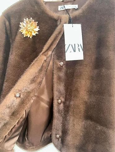 ZARA ženska jakna od veštačkog krzna u tamno braon boji. Kratki, ravni na lalafo.rs — 2 ZARA ženska jakna od veštačkog krzna u tamno braon boji. Kratki, ravni — 2