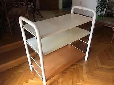 Metalna polica sa tri nivoa - Konstrukcija: cevasti metalni ram bele na lalafo.rs Metalna polica sa tri nivoa - Konstrukcija: cevasti metalni ram bele