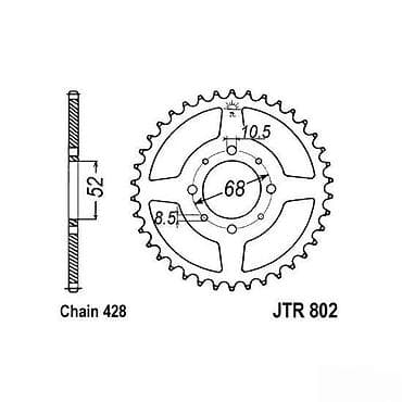Zupčanik JTR 802, dizajniran za lanac tipa 428. Ovaj crni zupčanik ima na lalafo.rs Zupčanik JTR 802, dizajniran za lanac tipa 428. Ovaj crni zupčanik ima
