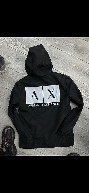 Muška lagana jakna s kapuljačom – crna, sa brendiranim logotipima (A|X na lalafo.rs — 3 Muška lagana jakna s kapuljačom – crna, sa brendiranim logotipima (A|X — 3