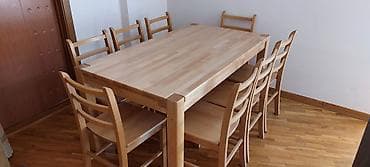 Na prodaju sto i 8 stolica od kuvane bukve. Dimenzije stola su 90 x na lalafo.rs Na prodaju sto i 8 stolica od kuvane bukve. Dimenzije stola su 90 x