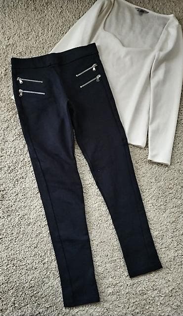 ZARA helanke pantalone sa rajfeslusom u zatvoreno tamnoj teget boji na lalafo.rs — 1 ZARA helanke pantalone sa rajfeslusom u zatvoreno tamnoj teget boji — 1