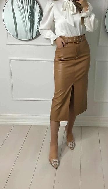 ✅Ženska midi suknja od eko kože sa kaišem - Kroj: uska pencil na lalafo.rs — 1 ✅Ženska midi suknja od eko kože sa kaišem - Kroj: uska pencil — 1