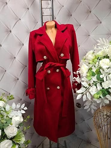 Elegantni crveni kaput do kolena - Kroj: strukirani, sa reverima i na lalafo.rs — 2 Elegantni crveni kaput do kolena - Kroj: strukirani, sa reverima i — 2