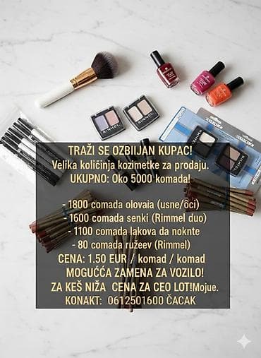 Veliki lot dekorativne kozmetike – oko 5000 komada Sadržaj: - 1800 na lalafo.rs Veliki lot dekorativne kozmetike – oko 5000 komada Sadržaj: - 1800