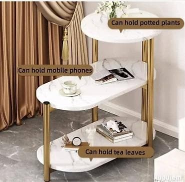 Troslojni pomoćni stočić za dnevnu sobu - Dizajn sa 3 police: gornja na lalafo.rs — 4 Troslojni pomoćni stočić za dnevnu sobu - Dizajn sa 3 police: gornja — 4