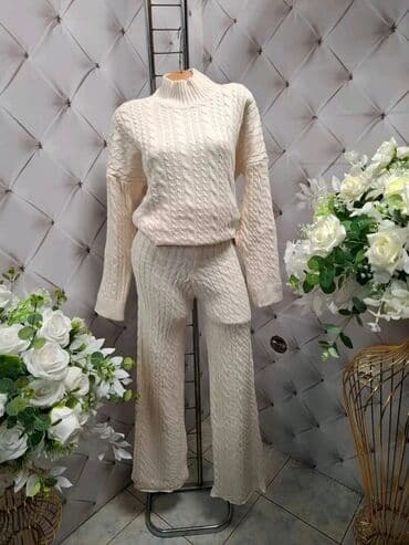 Ženski pleteni komplet – džemper, pantalone i šal - Topao trodelni na lalafo.rs Ženski pleteni komplet – džemper, pantalone i šal - Topao trodelni