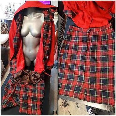 Komplet: crveni kaput sa kapuljačom + suknja u tartan šari. - na lalafo.rs — 4 Komplet: crveni kaput sa kapuljačom + suknja u tartan šari. - — 4