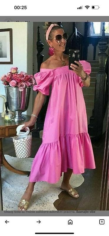 h: H&M pink puplin haljina sa puff rukavima ( pamuk 100%), L at lalafo.rs — 1 h: H&M pink puplin haljina sa puff rukavima ( pamuk 100%), L — 1