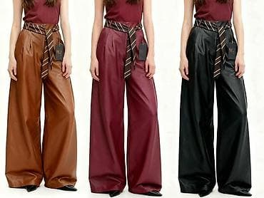 💋Ženske široke pantalone sa visokim strukom od eko kože. Cena 3200 na lalafo.rs — 1 💋Ženske široke pantalone sa visokim strukom od eko kože. Cena 3200 — 1