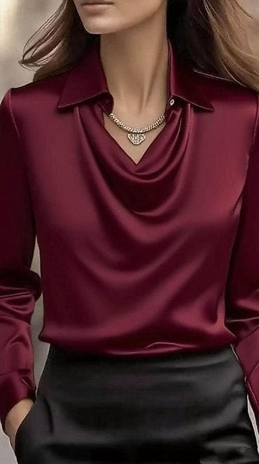 💫Elegantna satenska košulja sa drapiranim (vodopad) izrezom - na lalafo.rs — 4 💫Elegantna satenska košulja sa drapiranim (vodopad) izrezom - — 4