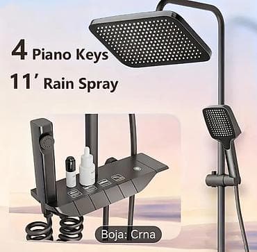 Tuš sistem sa 4 “piano” tastera i 11" kišnim raspršivačem – boja: crna na lalafo.rs — 9 Tuš sistem sa 4 “piano” tastera i 11" kišnim raspršivačem – boja: crna — 9