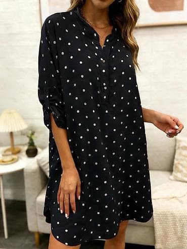 Haljina-košulja sa tufnama - Model: ležerna A-linija, dužina iznad na lalafo.rs — 4 Haljina-košulja sa tufnama - Model: ležerna A-linija, dužina iznad — 4
