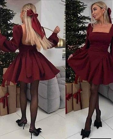 Elegantna mini haljina sa mašnom - Model: kratka A-linija sa punim at lalafo.rs — 1 Elegantna mini haljina sa mašnom - Model: kratka A-linija sa punim — 1