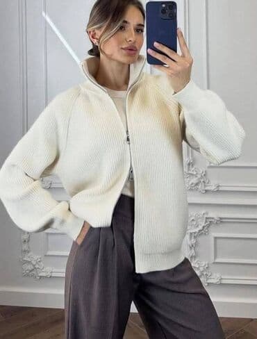 Ženski rebrasti kardigan/džemper sa rajsferšlusom - Model: pleteni na lalafo.rs Ženski rebrasti kardigan/džemper sa rajsferšlusom - Model: pleteni