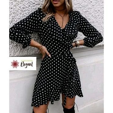 Crna haljina sa tufnama – XS • Kroj: preklop (wrap) sa vezivanjem u na lalafo.rs — 2 Crna haljina sa tufnama – XS • Kroj: preklop (wrap) sa vezivanjem u — 2