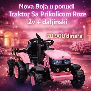 Dečji električni traktor sa prikolicom – roze boja, 12V + daljinski na lalafo.rs Dečji električni traktor sa prikolicom – roze boja, 12V + daljinski