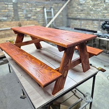 Drvena piknik klupa sa integrisanim klupama dimenzije 135x100x50 ‼️ na lalafo.rs — 1 Drvena piknik klupa sa integrisanim klupama dimenzije 135x100x50 ‼️ — 1