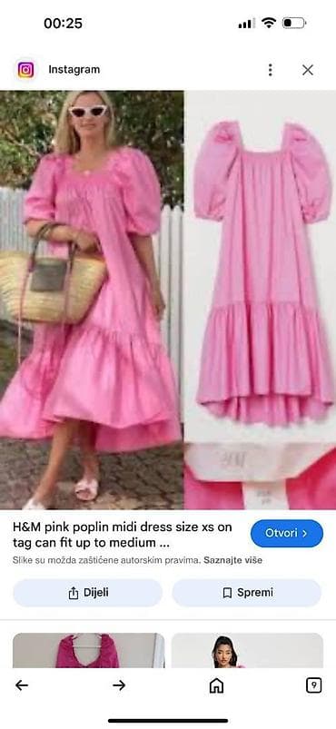 h: H&M pink puplin haljina sa puff rukavima ( pamuk 100%), L at lalafo.rs — 2 h: H&M pink puplin haljina sa puff rukavima ( pamuk 100%), L — 2