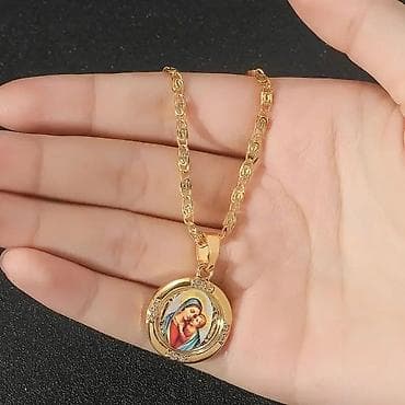 Zlatna ogrlica sa medaljonom – religiozni motiv - Materijal: legura na lalafo.rs — 3 Zlatna ogrlica sa medaljonom – religiozni motiv - Materijal: legura — 3