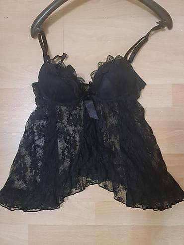 Crna čipkana babydoll spavaćica - Boja: crna - Materijal: fina na lalafo.rs — 3 Crna čipkana babydoll spavaćica - Boja: crna - Materijal: fina — 3
