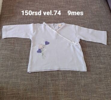 Bebi bluzica na preklop, dugih rukava, bela sa ukrasnom satenskom na lalafo.rs Bebi bluzica na preklop, dugih rukava, bela sa ukrasnom satenskom