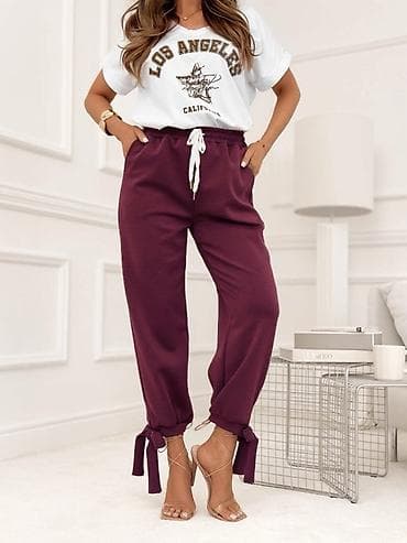 💫Ženske ležerne pantalone sa vezivanjem na nogavicama - Kroj: ravne na lalafo.rs — 4 💫Ženske ležerne pantalone sa vezivanjem na nogavicama - Kroj: ravne — 4